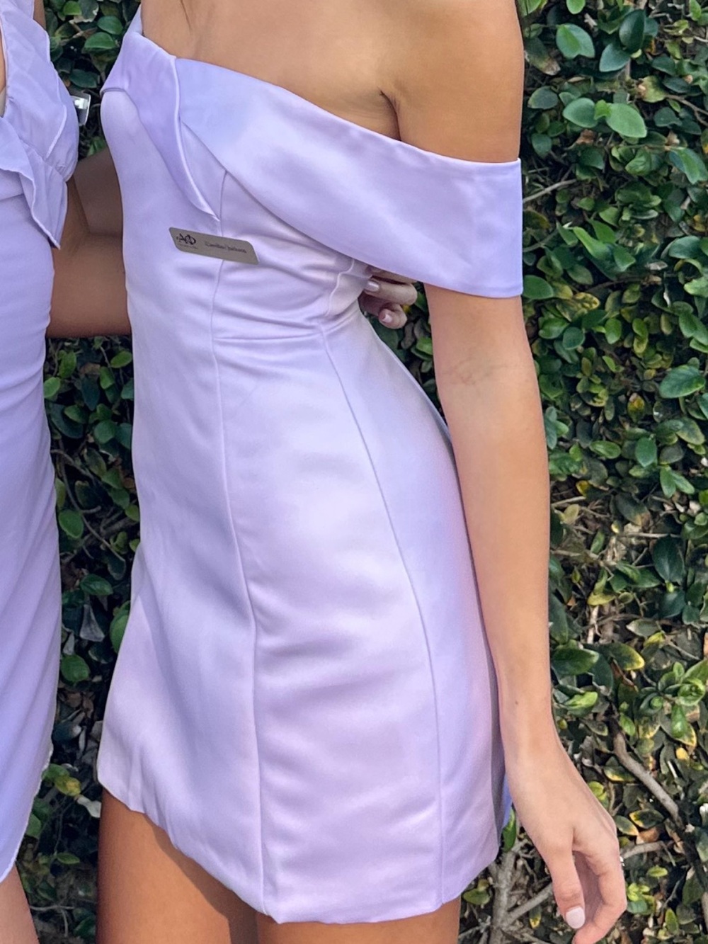 Hello Molly Lavender off the shoulder mini dress